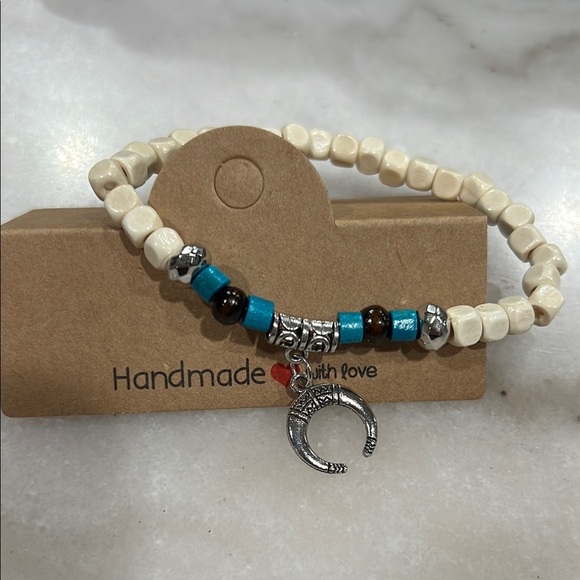 Handmade Beaded Bracelet with Silver Charm - Picture 2 of 3